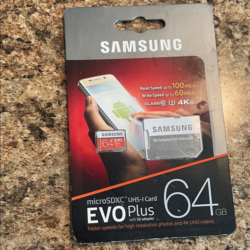 Samsung EVO Plus 64GB MicroSDXC Card with SD Adapter - Black, Red